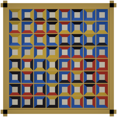 The Enochian Water board, dominated by deep blue pyramid squares carrying zodiac and elemental sigils.